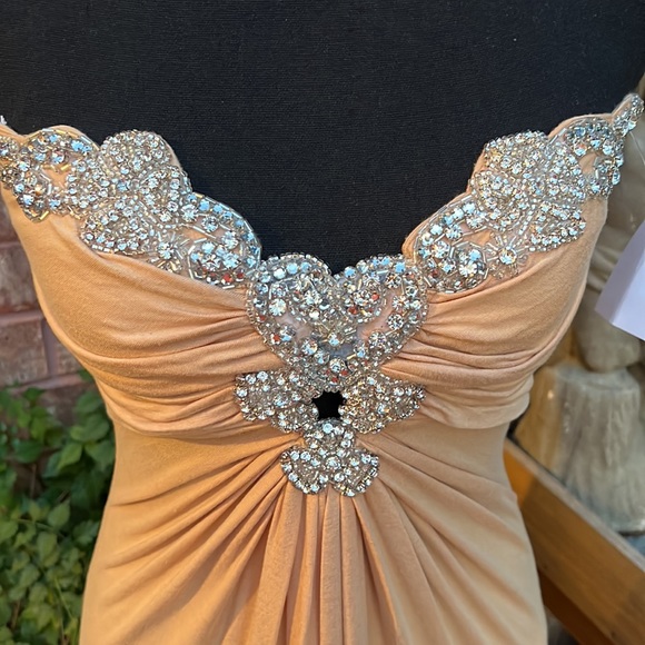New!! Strapless Rhinestone Sky Maxi Dress Size M - Picture 3 of 11